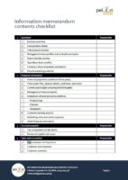 Information Memorandam Checklist